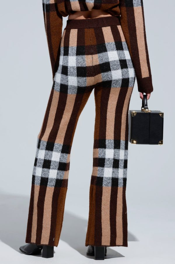 ELISE PLAID KNIT PANT Hot on Sale