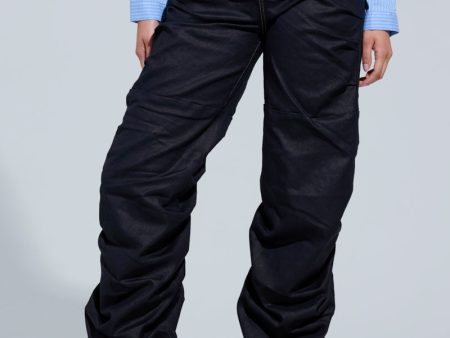 NEVER CHANGE UP WAX EFFECT RUCHED JEANS Online Hot Sale