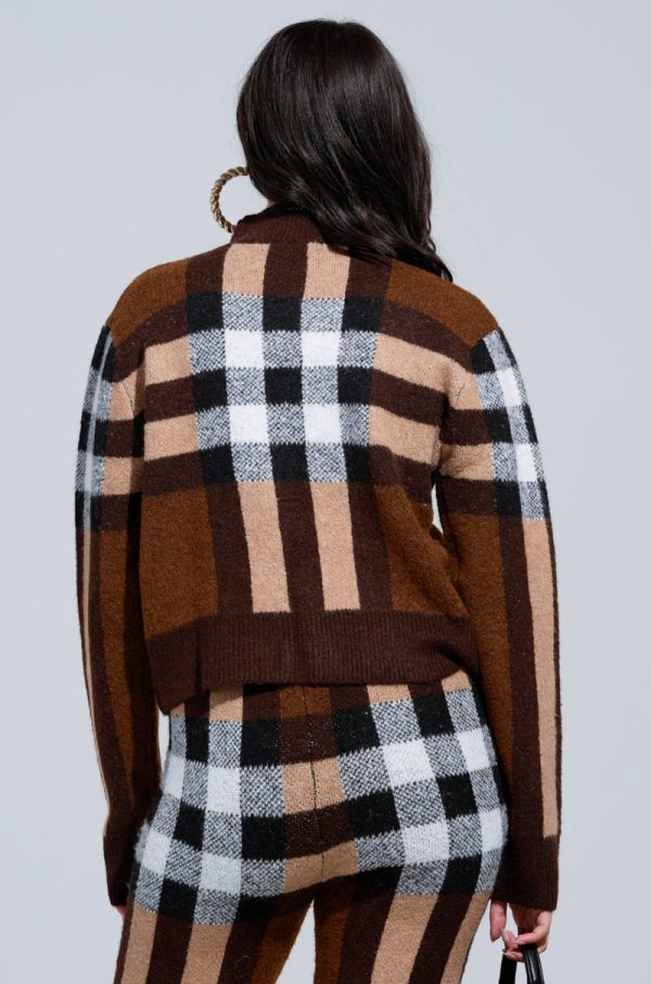 ELISE PLAID MOCK NECK SWEATER Online Sale