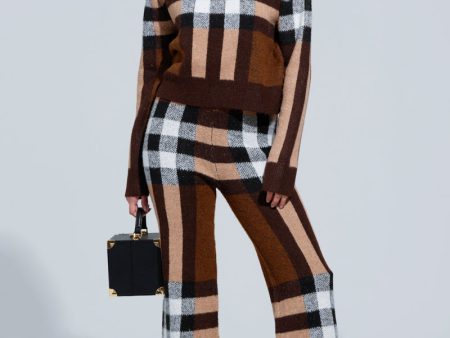 ELISE PLAID KNIT PANT Hot on Sale