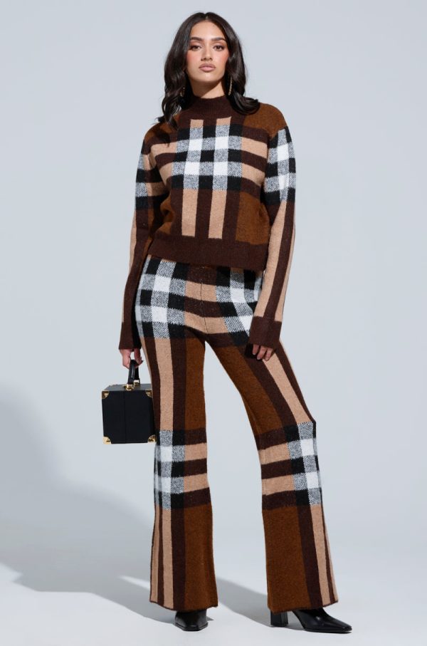 ELISE PLAID KNIT PANT Hot on Sale