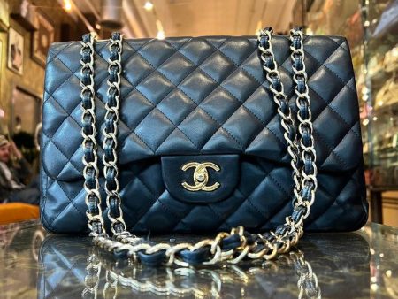 Chanel Quilted Lambskin Black Jumbo Classic Flap Bag ( 09- 10) Online now