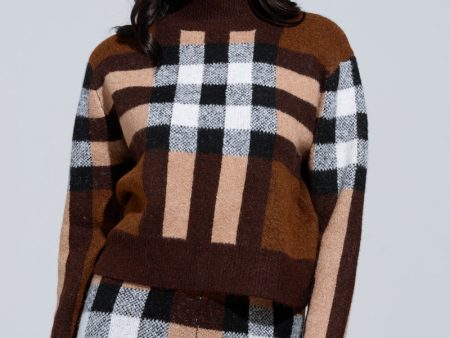 ELISE PLAID MOCK NECK SWEATER Online Sale