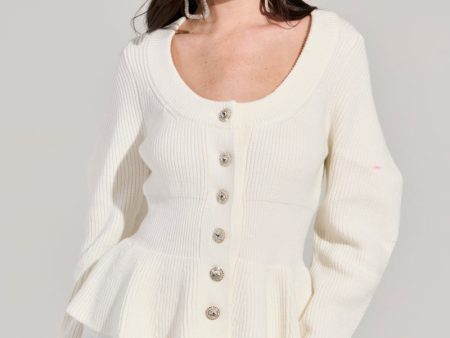 WORTH A MILLION PEPLUM SWEATER IN WHITE Online now