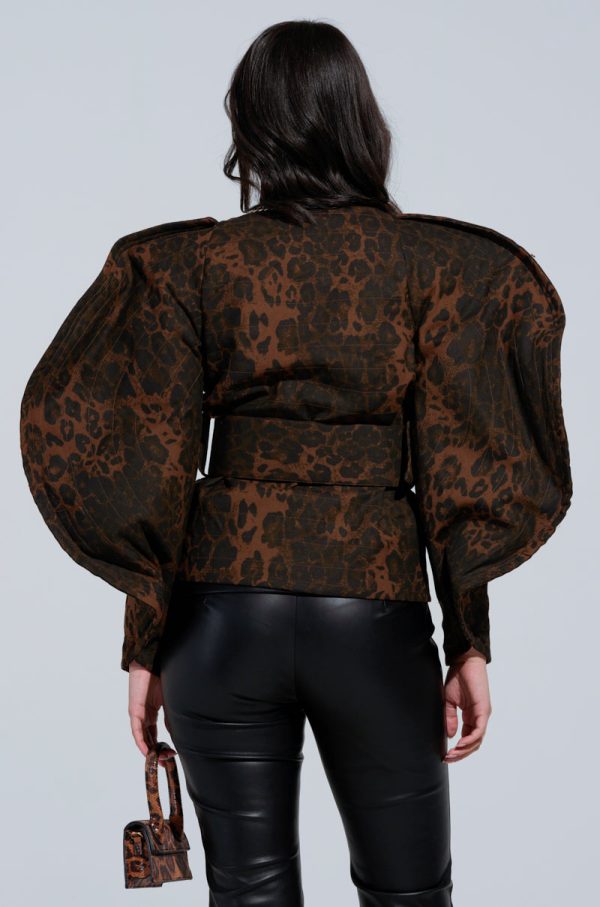 BLOW HIM A KISS BELTED CHEETAH BLOUSE Online Sale