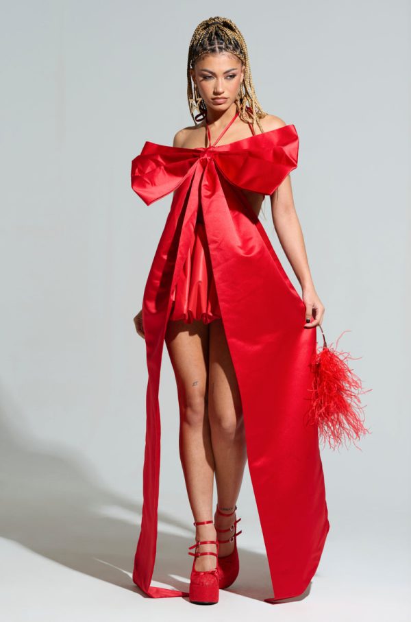 WRAP ME UP IN A BOW TOP IN RED For Discount