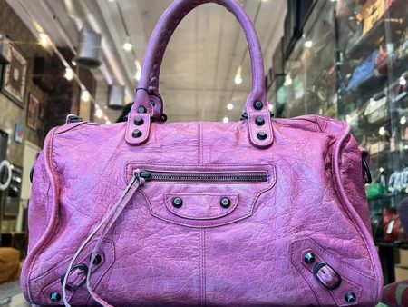 Balenciaga Pink Leather City Bag (No Strap) For Sale