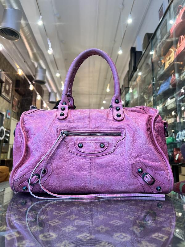 Balenciaga Pink Leather City Bag (No Strap) For Sale