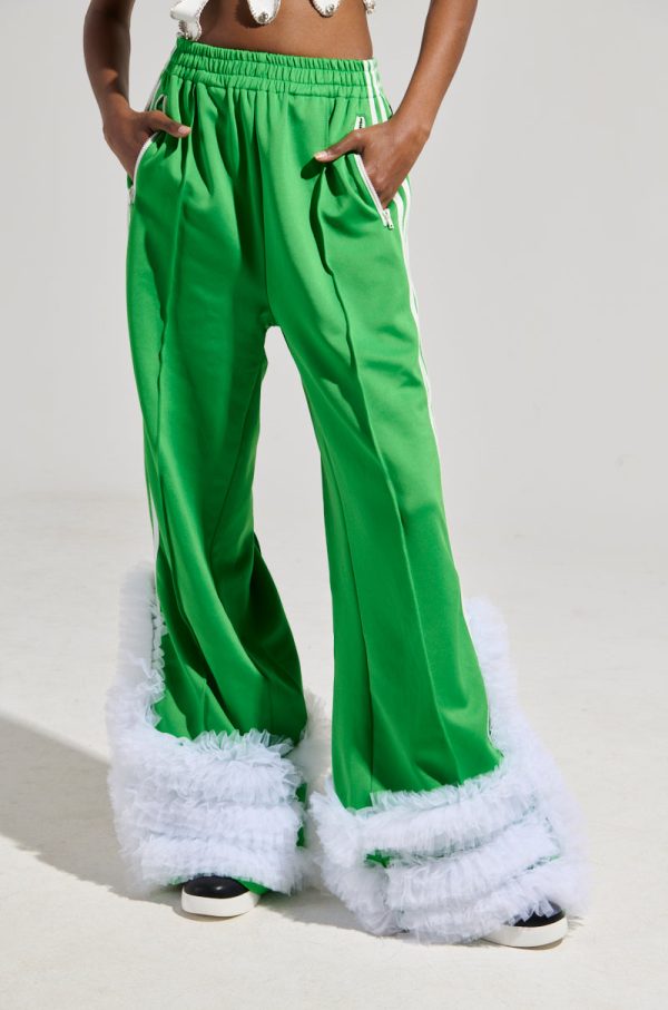 MODERN JAM TRACK PANT WITH TULLE IN GREEN Online now