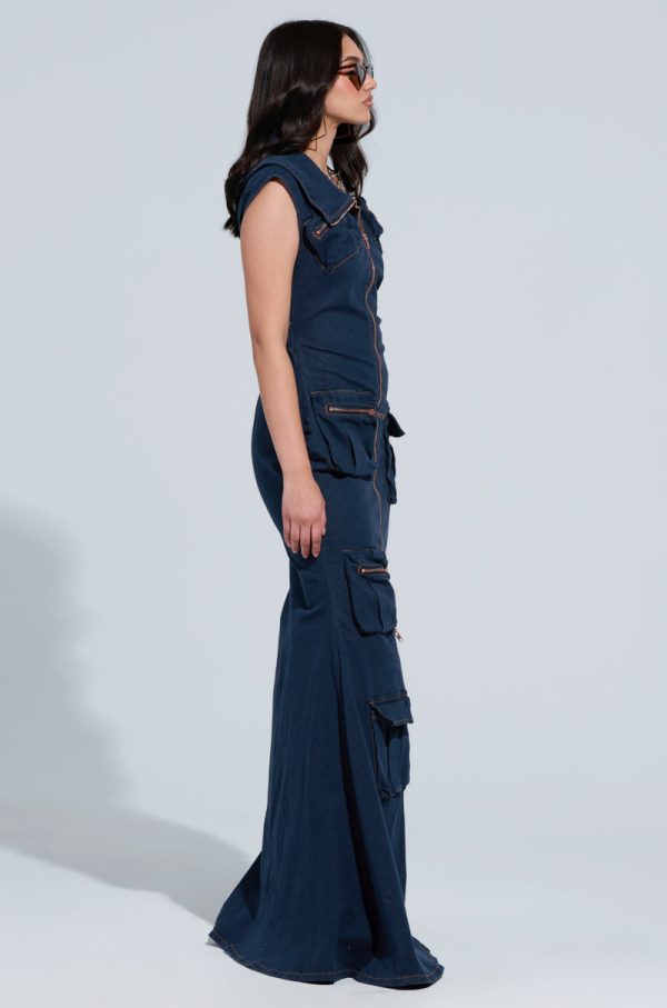 DONT MESS WITH ME COLLARED DENIM MAXI DRESS Online