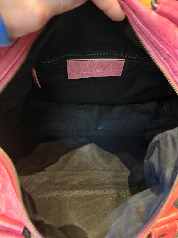 Balenciaga Pink Leather City Bag (No Strap) For Sale