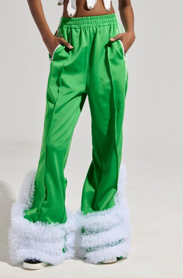 MODERN JAM TRACK PANT WITH TULLE IN GREEN Online now