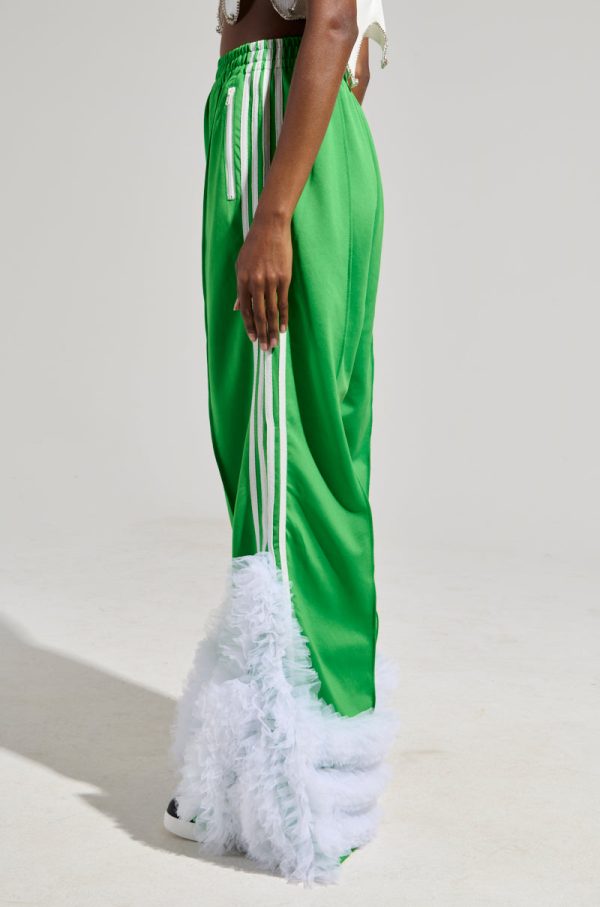 MODERN JAM TRACK PANT WITH TULLE IN GREEN Online now