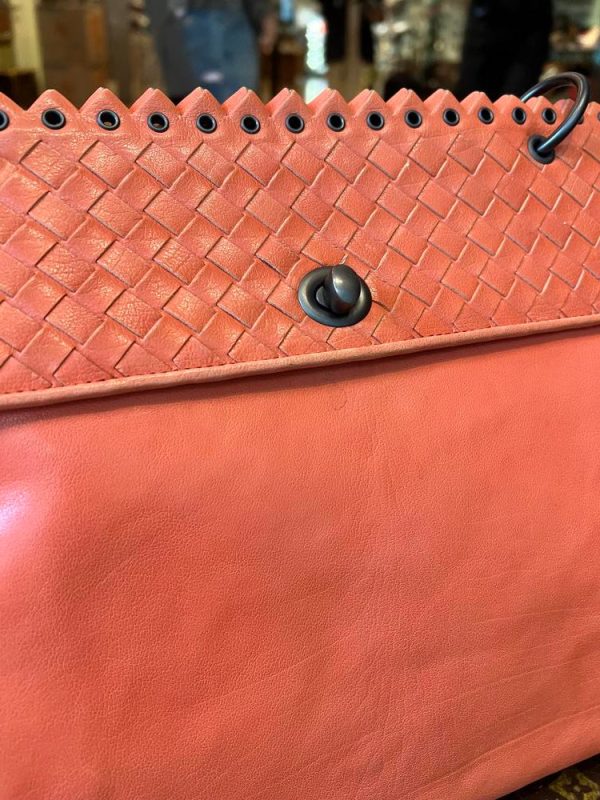 Bottega Veneta Intrecciato Leather Top Handle Bag Orange Sale