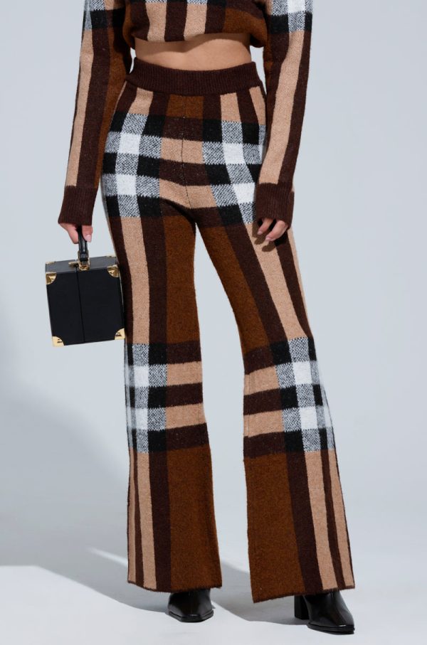 ELISE PLAID KNIT PANT Hot on Sale